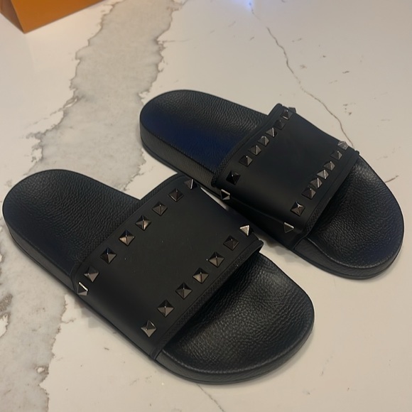 VALENTINO ROCKSTUD RUBBER SLIDER SANDAL 40 - Picture 5 of 10